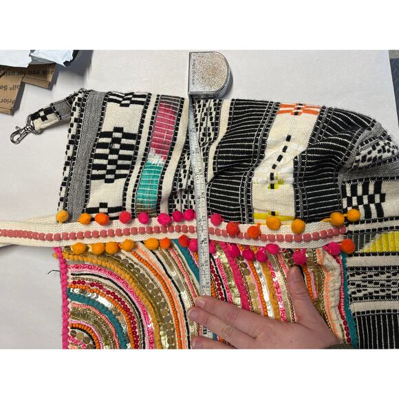 America & Beyond Sequined Colorful Oversized Beach Tote Boho Large - Picture 12 of 13